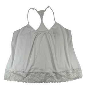 Linea Donatella White Lace Trim Racerback Sleep Tank Top XL Women